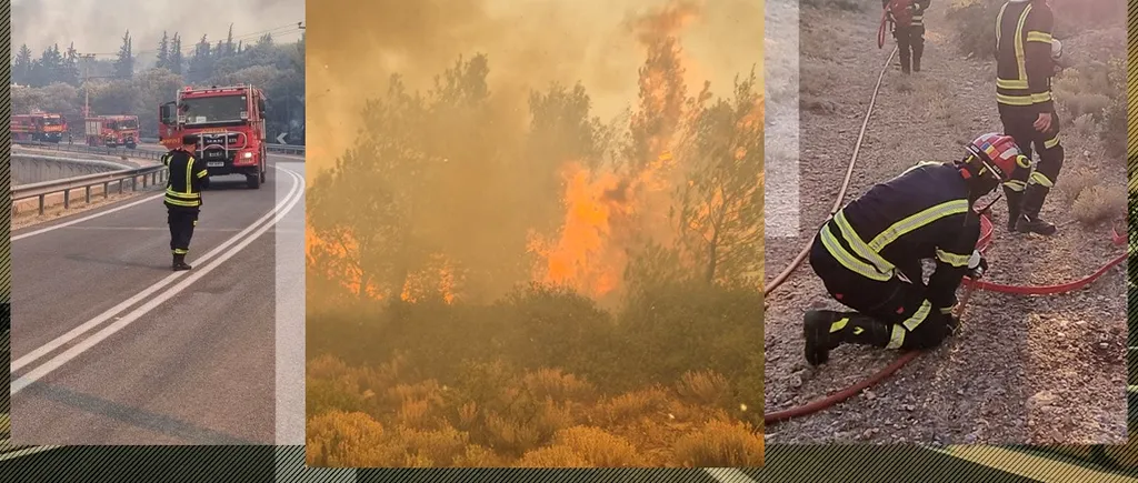 Aviz turiștilor! Incendii devastatoare în Grecia. Pompierii români apără casele elenilor de lângă Atena