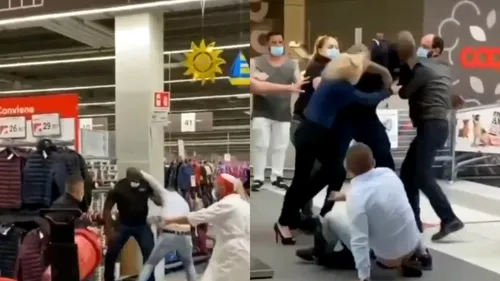 Doi români s-au luat la bătaie într-un supermarket din Italia, după ce li s-a cerut să poarte mască (VIDEO)