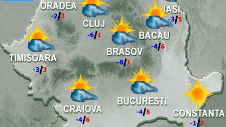 VREMEA. Prognoza meteo pentru 5 și 6 decembrie