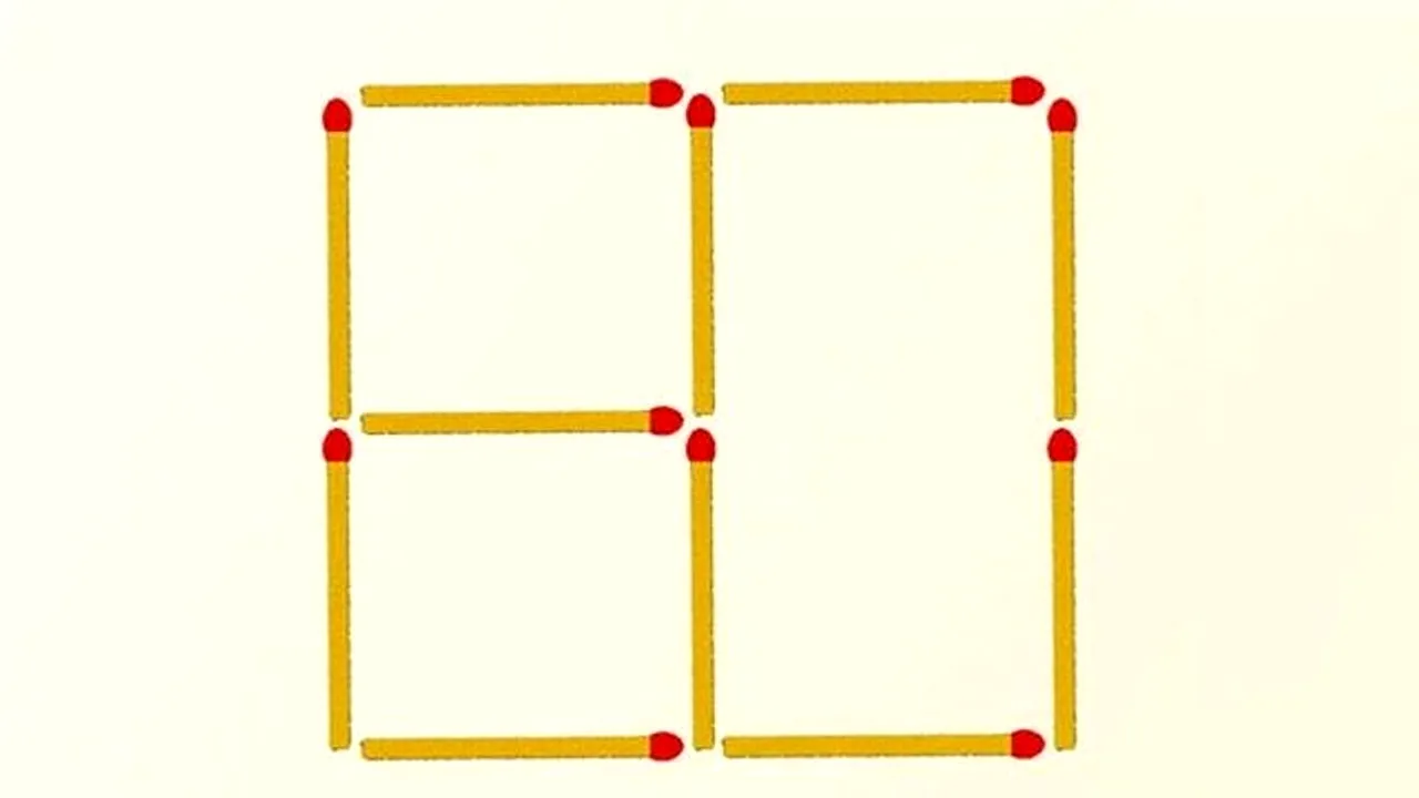TEST IQ | Câte bețe de chibrit trebuie mutate pentru a alcătui două pătrate în 10 secunde?