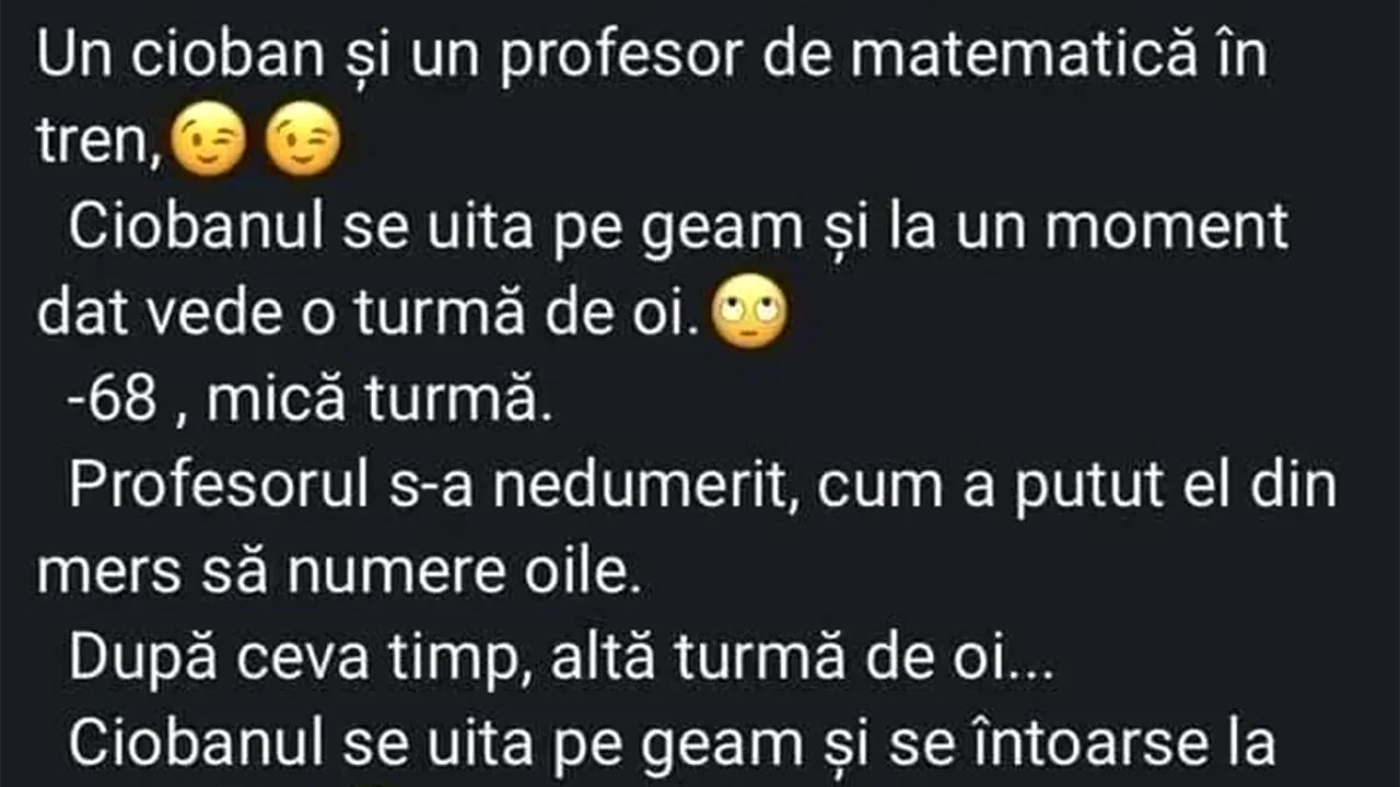 BANCUL ZILEI | Ciobanul și profesorul de matematică