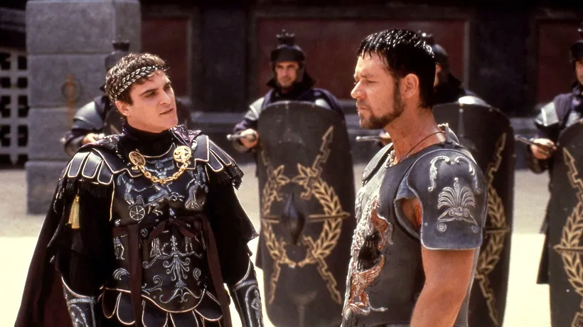 Gestul care a salvat filmul de 5 Oscar-uri „Gladiatorul”. Ce au pățit actorii Joaquin Phoenix și Russell Crowe