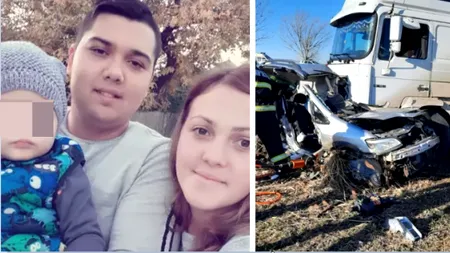 FOTO | Răsturnare de situație în cazul accidentului din Bacău, în care au murit tatăl și copiii lui de o lună și trei ani. Mașina lor a fost târâtă zeci de metri pe câmp de un tir