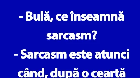 BANC | „Bulă, ce înseamnă sarcasm?”
