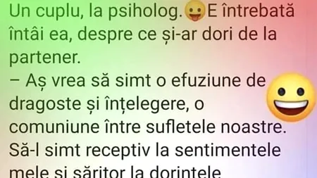 Bancul de sâmbătă | Un cuplu, la psiholog