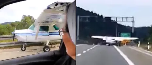 Un avion de mici dimensiuni a aterizat de urgență pe o autostradă din Croația - VIDEO