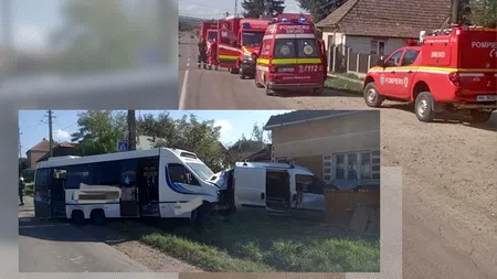 GRAV accident rutier pe un drum din Mureș, soldat cu 12 răniți, între care un copil. Un microbuz a lovit din spate un autoturism