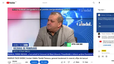 POLL Marius Tucă Show: „Dacă Occidentul ar furniza rapid mai mult armament Ucrainei, ar înfrânge Rusia și războiul s-ar termina mai repede?”