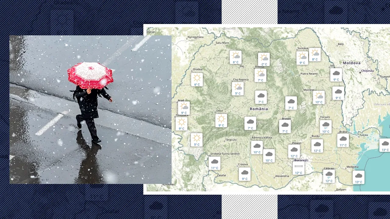 Cum va fi vremea azi, unde va ploua și unde apar ninsorile. ANM, pentru Gândul: „Nebulozitatea va cuprinde, treptat, întreaga țară”