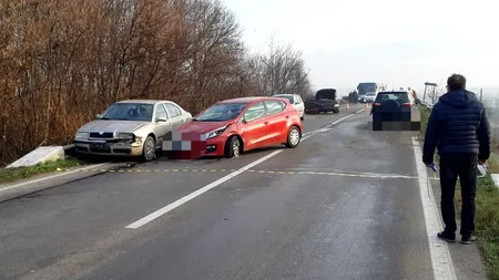 Accident cu cinci mașini în Teleorman. Două persoane au fost rănite grav 