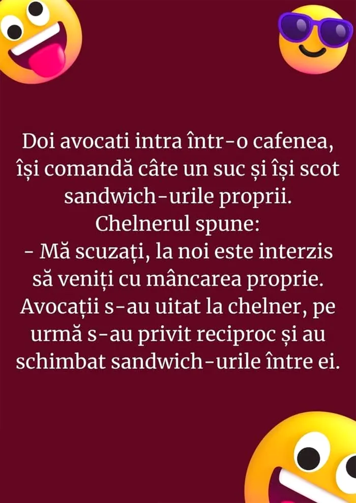 Bancul de sâmbătă | Doi avocați intră într-o cafenea