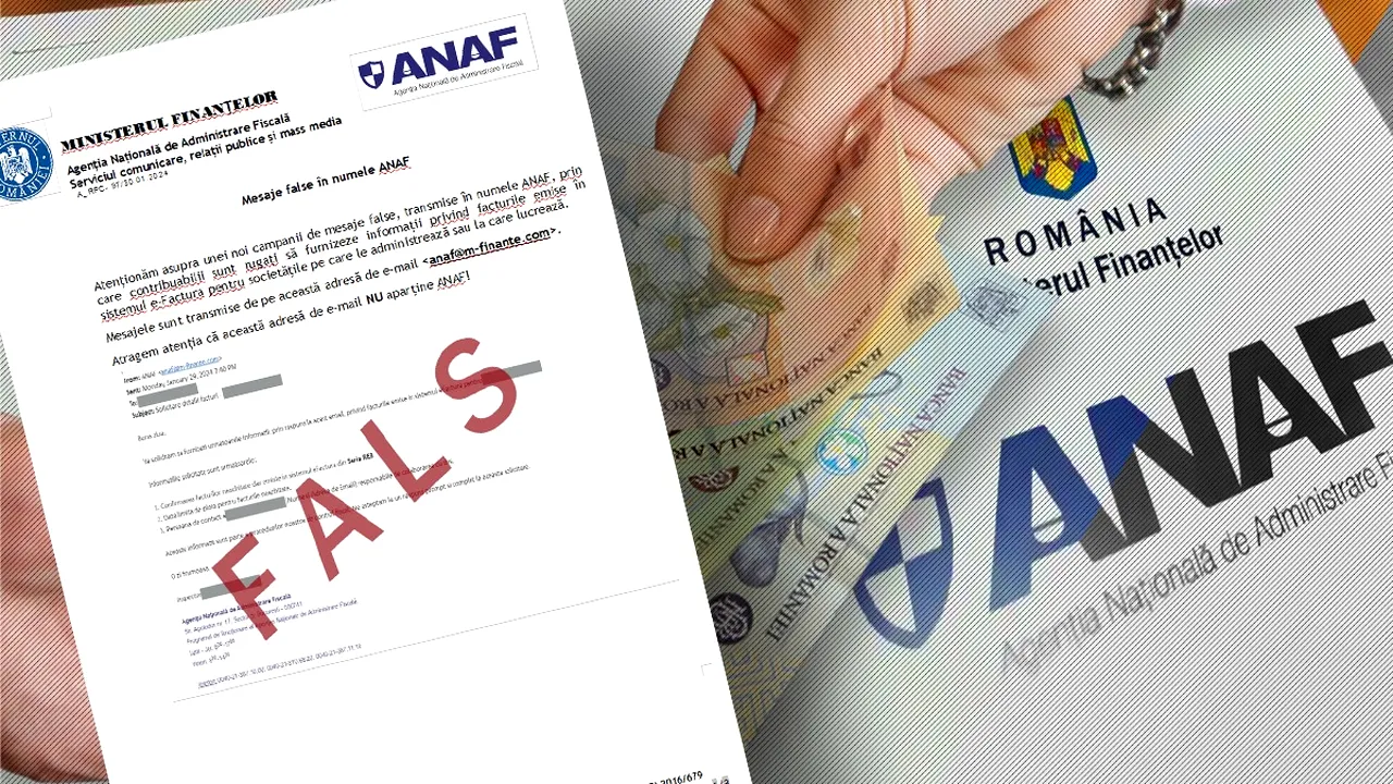 ALERTĂ! ANAF avertizează contribuabilii: Un nou val de MESAJE FAKE în numele instituției. Adresa anaf@m-finante.com este falsă!