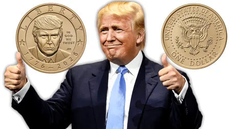 SUA lansează o monedă de aur de un dolar cu chipul lui Donald Trump