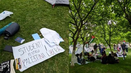 Studenții români s-au solidarizat cu Palestina, într-un PROTEST pașnic în curtea Facultății de Sociologie