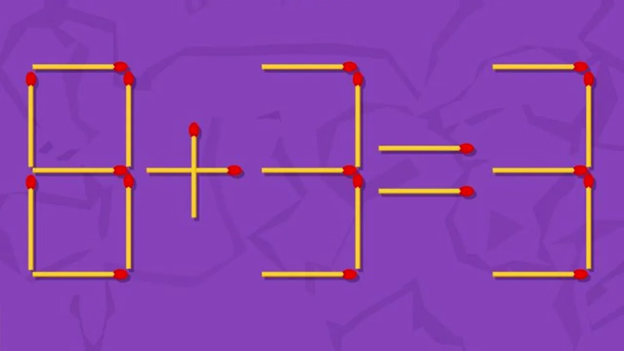TEST IQ cu chibrituri | Corectați 8+3=3, mutând un singur băț!