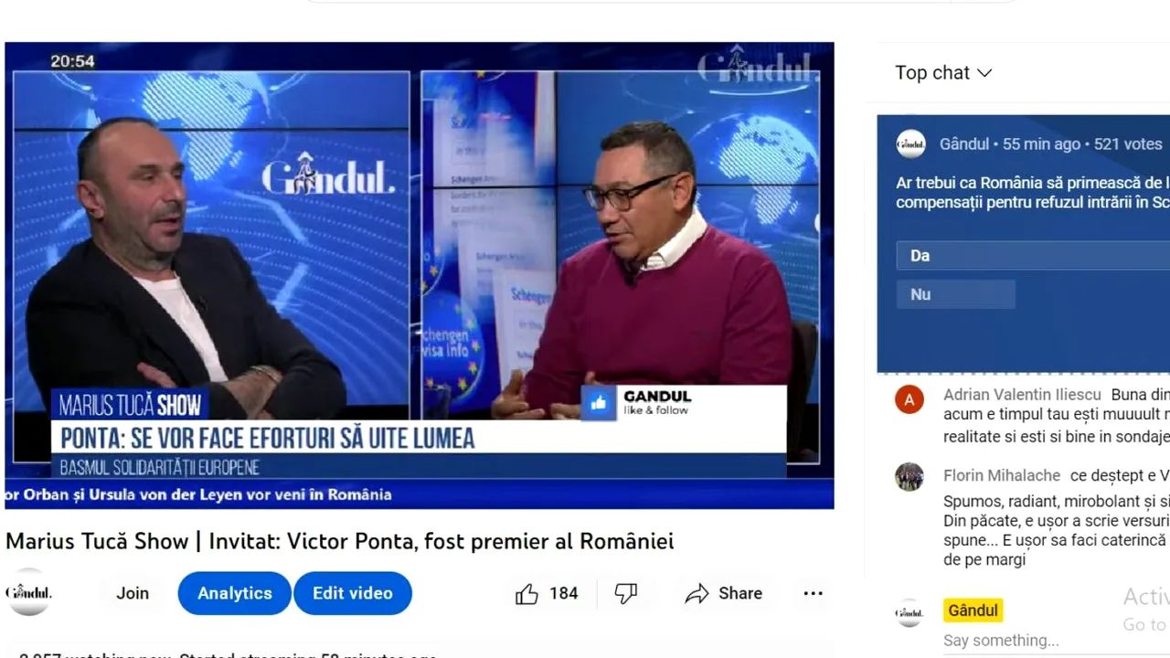 Poll Marius Tucă Show: „Ar trebui ca România să primească de la Uniunea Europeană compensații pentru refuzul intrării în Spațiul Schengen?