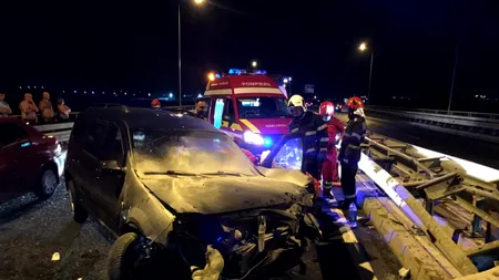 Accident violent în Argeș. Un șofer a făcut praf mașina și a ajuns în stare gravă la spital