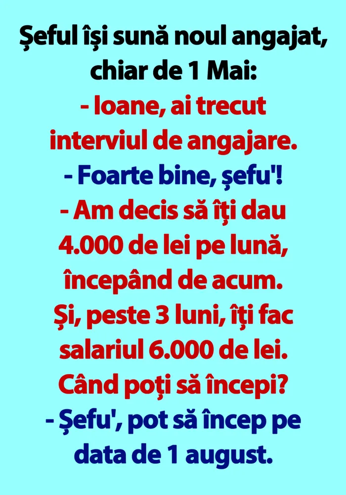 Bancul zilei de 1 Mai | Șeful și noul angajat