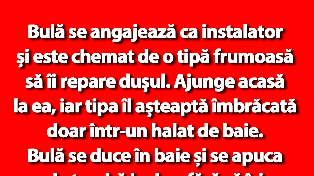 BANC | Bulă se angajează ca instalator și este chemat de o tipă frumoasă să îi repare dușul