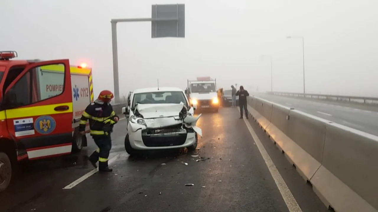 Carambol cu 23 de mașini pe centura ocolitoare a Brașovului. Patru persoane au fost rănite (FOTO)