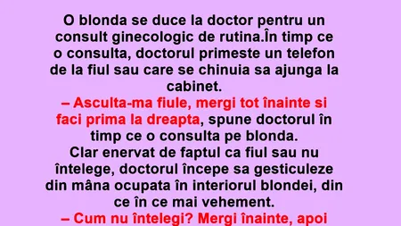 Bancul de miercuri | O blondă se duce la ginecolog