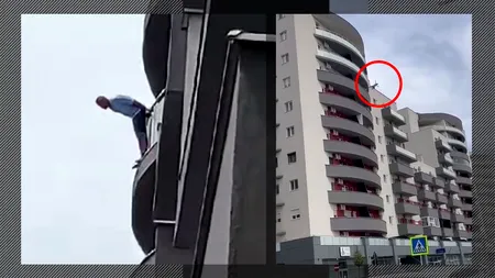 Atenție, imagini ȘOCANTE! Un orădean a sărit de la etajul nouă al unui bloc din oraș