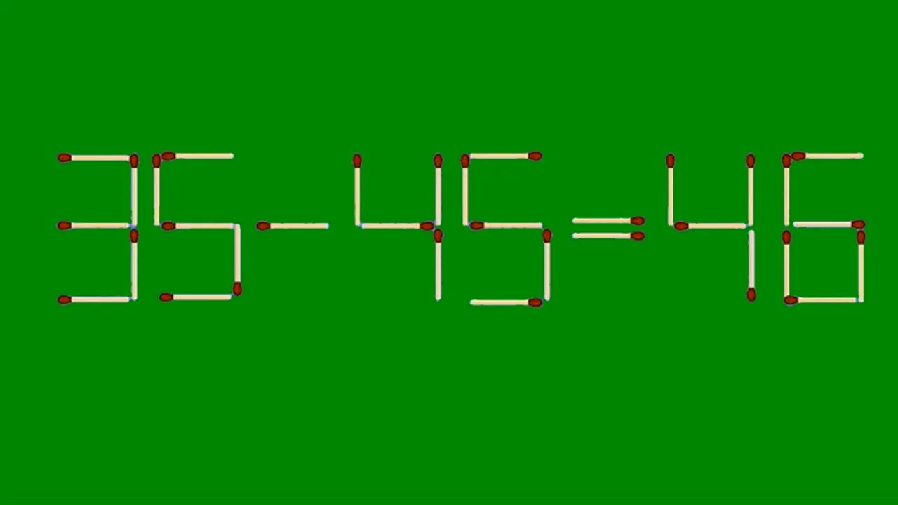 Test IQ doar pentru genii | Adăugați 2 bețe de chibrit pentru a corecta 35 - 45 = 46