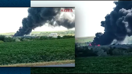 Un incediu devastator a mistuit un depozit de anvelope uzate la Medgidia. Sinistrul s-a produs în curtea fabricii de ciment. Nici o victimă