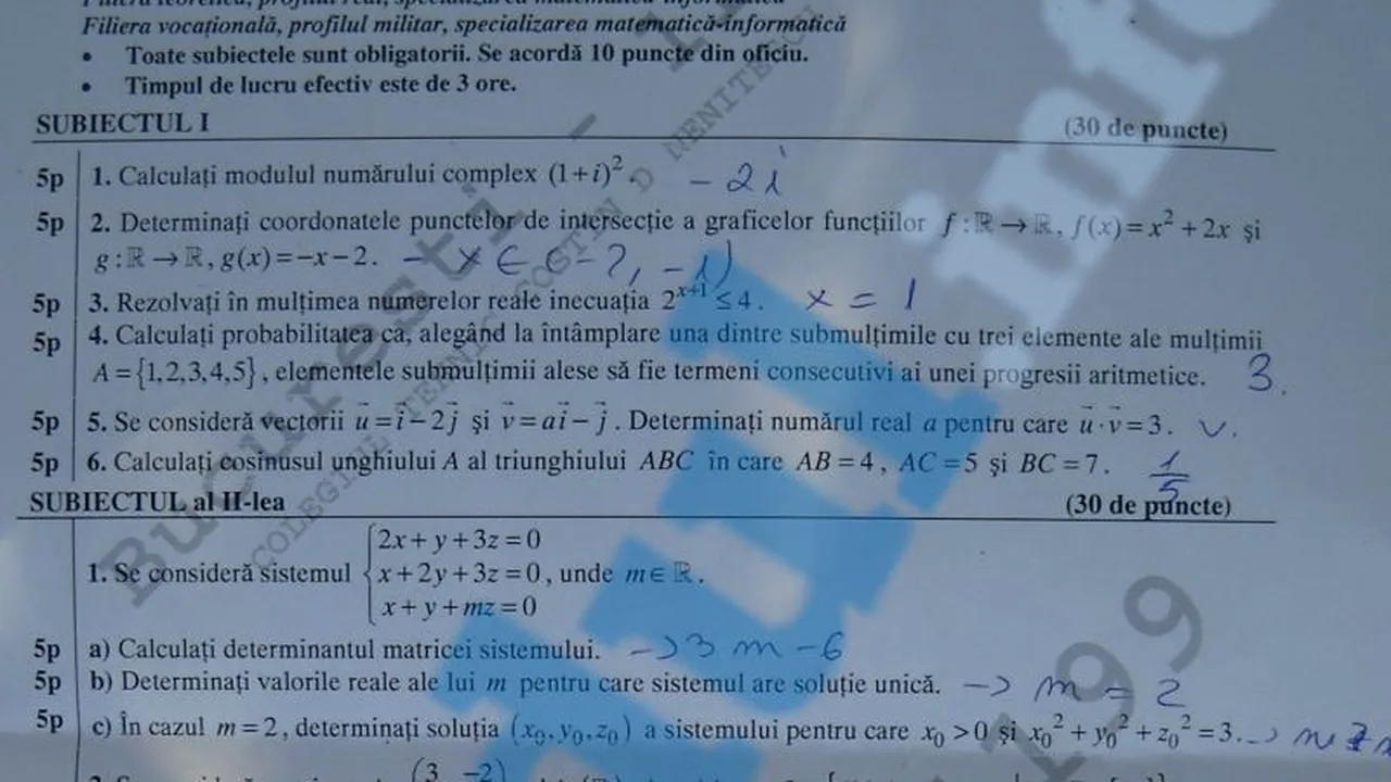 BAC 2012, SESIUNEA A DOUA. SUBIECTE MATEMATICĂ M1 și M2 în prima sesiune de la BACALAUREAT 2012