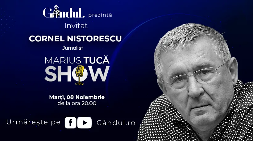 Marius Tucă Show începe marți, 8 noiembrie, de la ora 20.00, live pe gândul.ro
