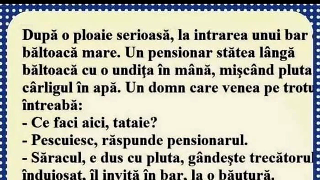 Bancul de duminică | Pensionarul și băltoaca