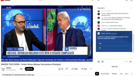 POLL Marius Tucă Show: „Credeți că un politician radical precum Donald Trump ar putea opri războiul din Ucraina?”
