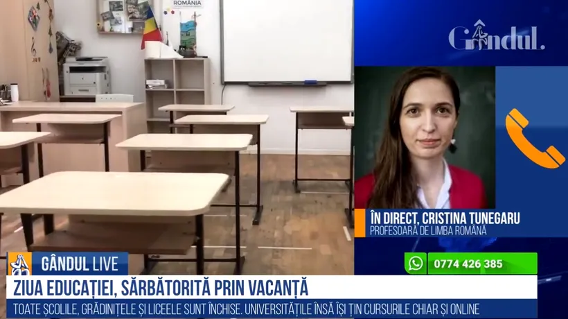 Profesoara de Limba română Cristina Tunegaru, la GÂNDUL LIVE, despre școlile în scenariul roșu sau galben: „Acei copii nu vor face educație de calitate nici în perioada următoare” - VIDEO