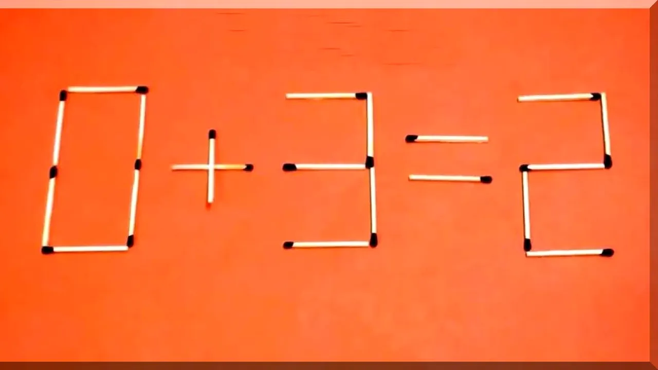 TEST IQ | Mută un singur băț de chibrit pentru a corecta 0+3=2