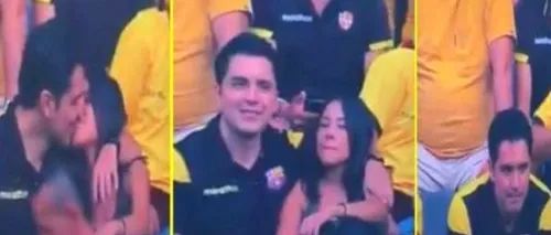 Prinși în fapt! Un bărbat a fost filmat pe stadion în timp ce își înșela iubita. Cum a reacționat când și-a dat seama ce a făcut - VIDEO