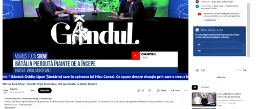 POLL Marius Tucă Show: „În cazul dragării canalului Bâstroe, România ar trebui să ceară Ucrainei despăgubiri materiale?”