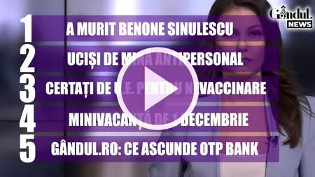 GÂNDUL NEWS. Benone Sinulescu a murit la 84 de ani (VIDEO)