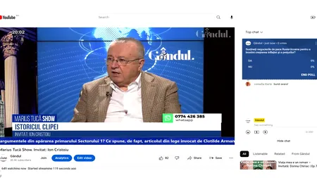 Poll Marius Tucă Show: „Susțineți negocierile de pace dintre Rusia și Ucraina, pentru a încetini creșterea inflației și a prețurilor?”
