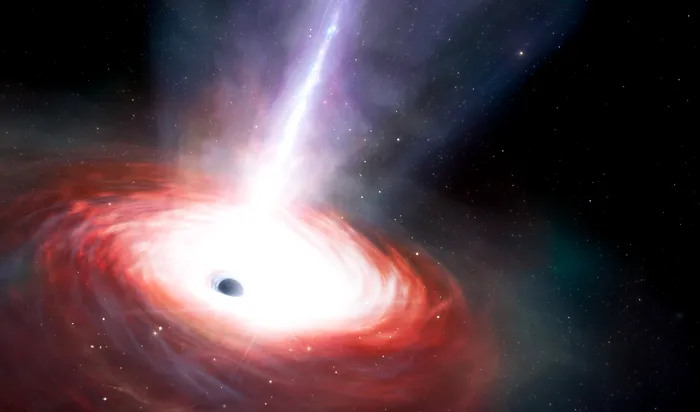 o gaură neagră care se alimentează rapid și emite fluxuri puternice de gaz