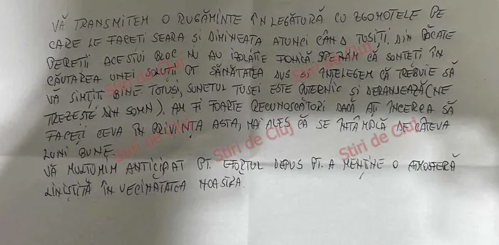 „Sunetul tusei deranjează, faceți ceva” / Sursa foto: Știri de Cluj