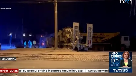 ACCIDENT pe Șoseaua de Centură a Galațiului. Un blindat armat, condus de un soldat britanic, a dărâmat doi stâlpi de electricitate