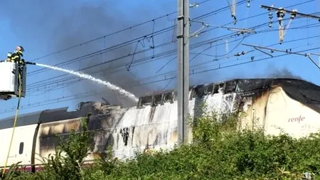 Sute de pasageri ai unui TGV spaniol evacuați în Franța, după ce locomotiva a luat foc