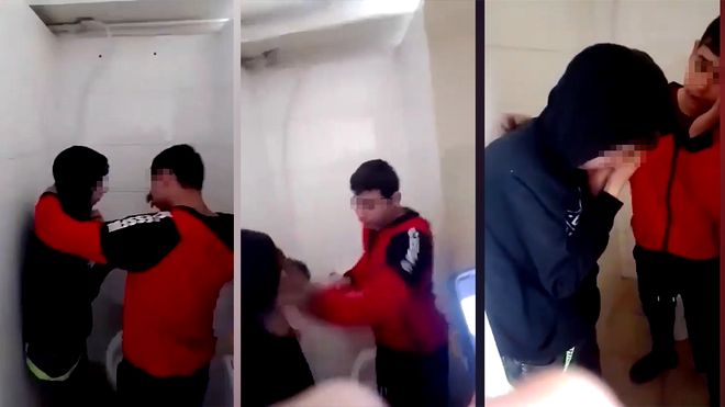 Un elev a vrut să-și bage un coleg cu capul în toaletă: „Eu glumesc cu tine”/ Sursa foto: captură video Facebook