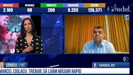 GÂNDUL LIVE. Marcel Ciolacu, despre situația de la Suceava: „Prima zonă scăpată de sub control!” / Despre pandemia de coronavirus: „Va trece, dar urmează o criză economică”