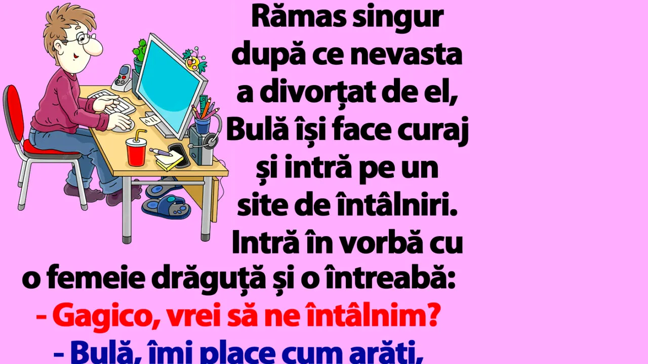 BANC | Bulă intră pe un site de dating: „Gagico, vrei să se întâlnim?”