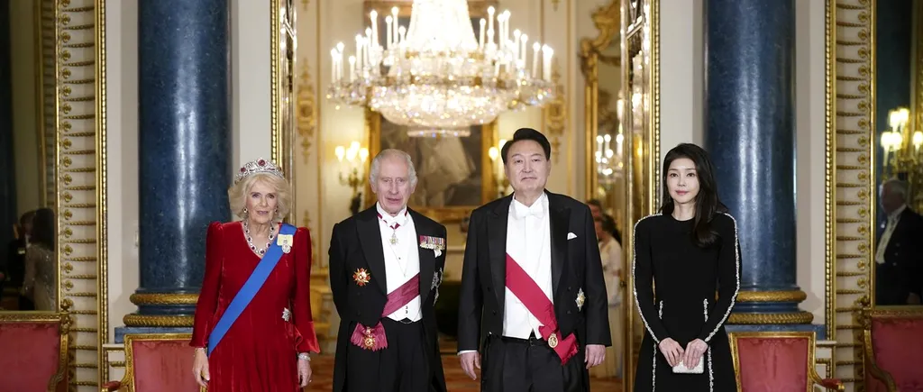 FOTO | Preşedintele sud-coreean Yoon Suk Yeol, primit de regele Charles la Londra. Lux și opulență la banchetul de stat