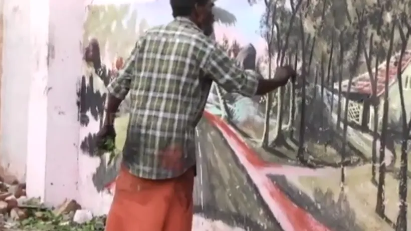 Arta mai presus de toate: Un bărbat fără casă creează picturi murale umitoare din materiale total neașteptate - VIDEO