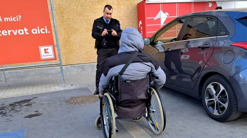 „MINUNE” la Alba Iulia. Ce s-a întâmplat când un cerșetor în scaun cu rotile s-a întâlnit cu polițiștii