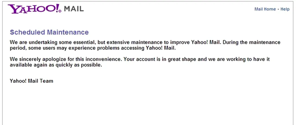 Yahoo! Mail nu merge. Un număr redus de utilizatori sunt afectați de probleme
