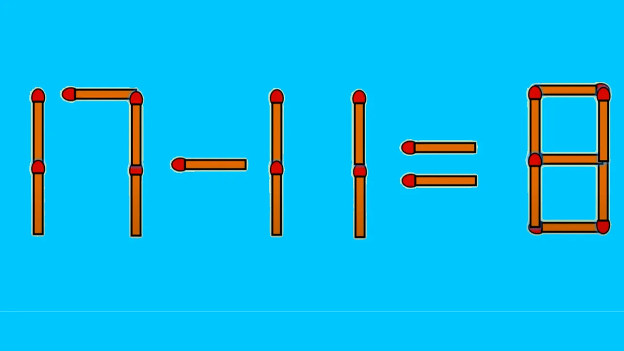 TEST IQ exclusiv pentru genii | Corectați 17 - 11 = 8, mutând un singur chibrit